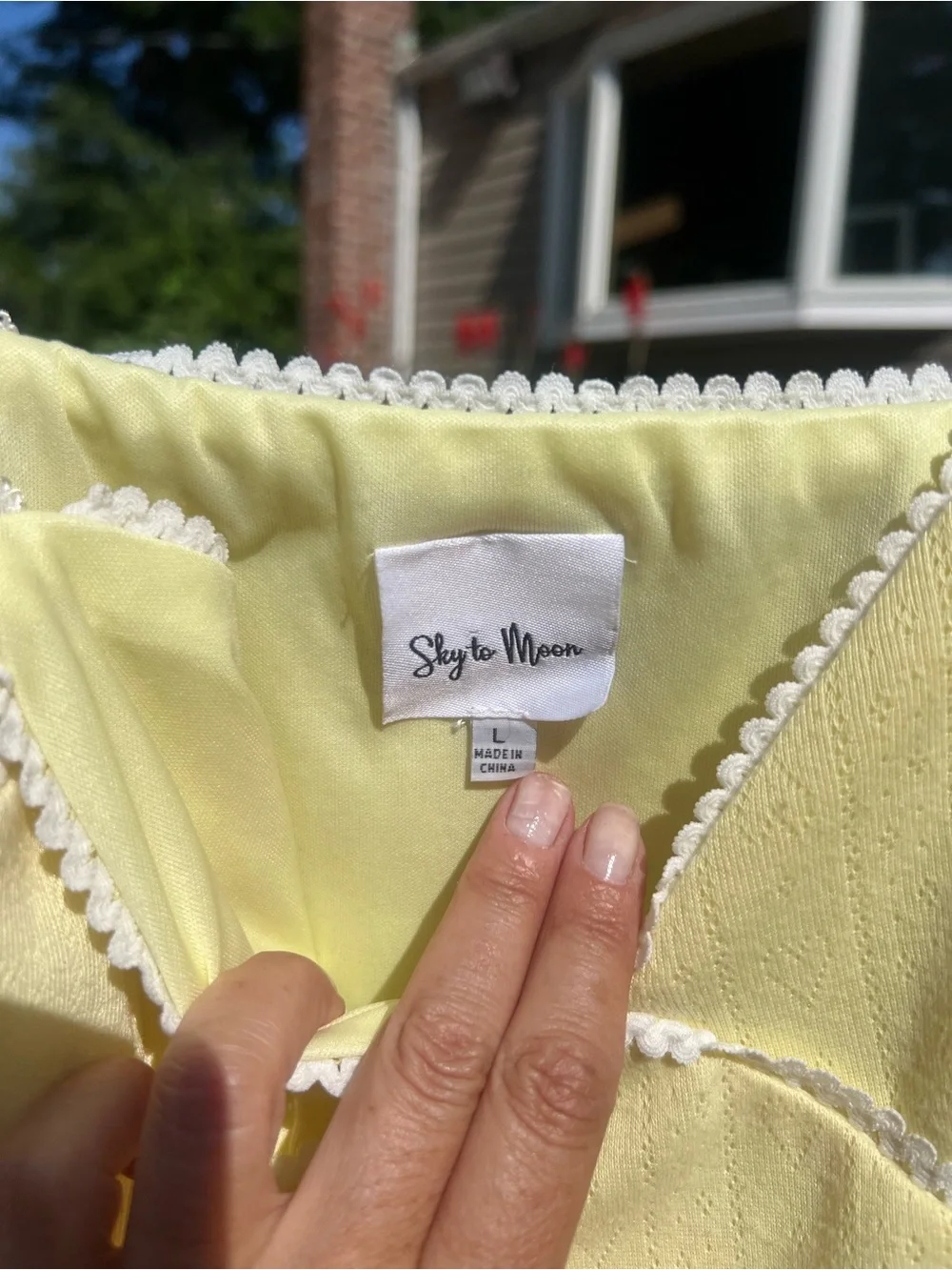 Yellow Lace-Trim Slip Dress